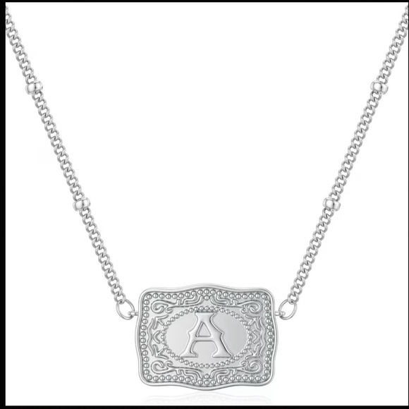 Jewelry - Silver Initial Belt Buckle Pendant Necklace
